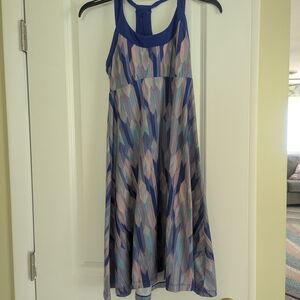 Prana Asymmetrical Blue and White Halter Sundress